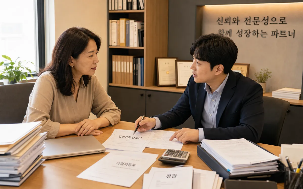 법인전환·전문서비스 — 한국 사업주 법무사 미팅